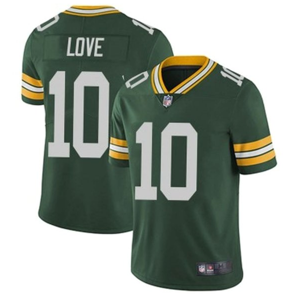 Men's Green Bay Packers #10 Jordan Love Green NFL Stitched Jersey
